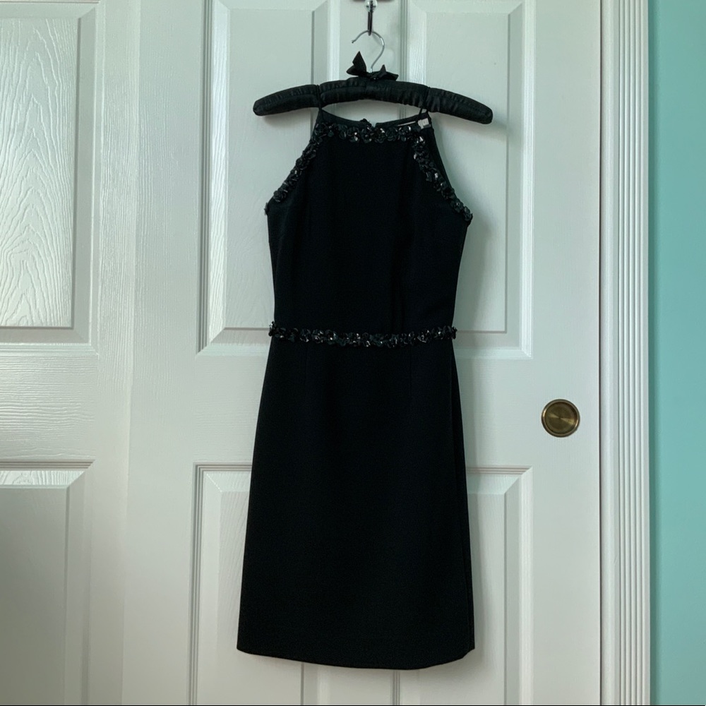 Tory Burch Black Embellished Crepe Cocktail Dress